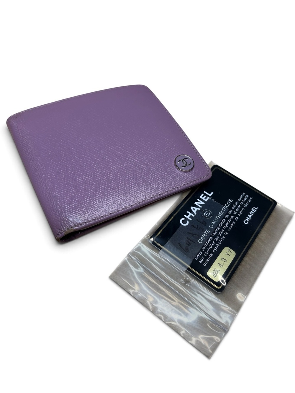 CHANEL Lavender Pebbled Leather Men's Bifold Wallet